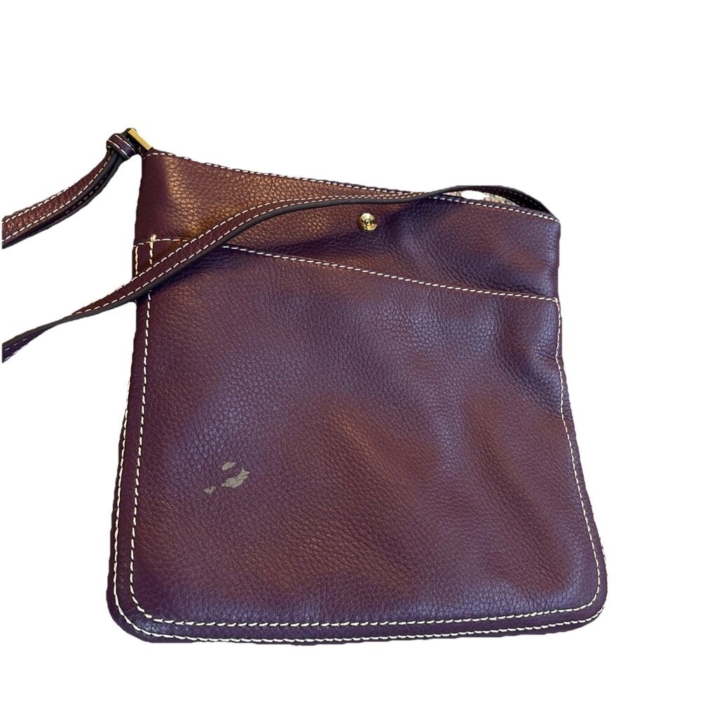 G.I.L.I Leather Women’s 9” Purple Slim Crossbody Bag Top Zip Closure Purse